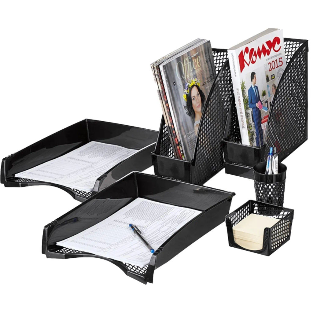 Набор лотков настольный пластиковый Attache черн  фото 2