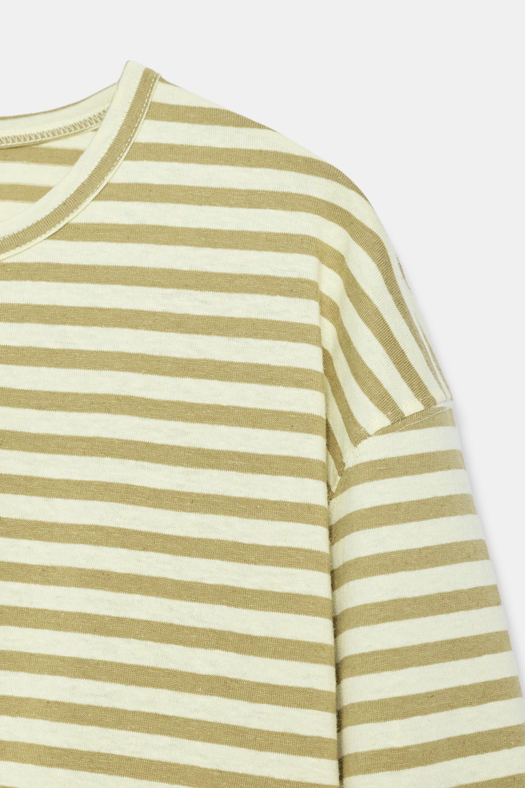 CAMISETA RAYAS ALGOD?N Y LINO / Beige / Tostado