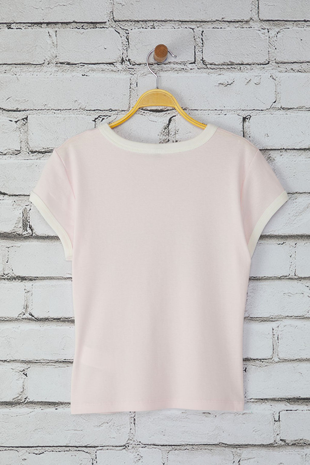 Pembe Slogan Bask? Renk Bloklu Fitted/Vucuda Oturan Orme T-Shirt TWOSS25TS00094