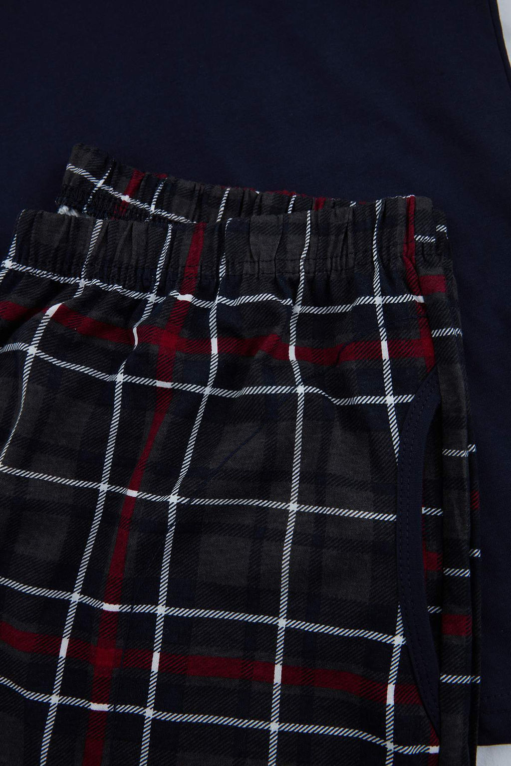 Buyuk Beden Lacivert Regular Kesim Kopek Bal?g? Bask?l? Ekose Orme Pijama Tak?m? TMNSS26AI00015 - Trendyolmilla фото 2