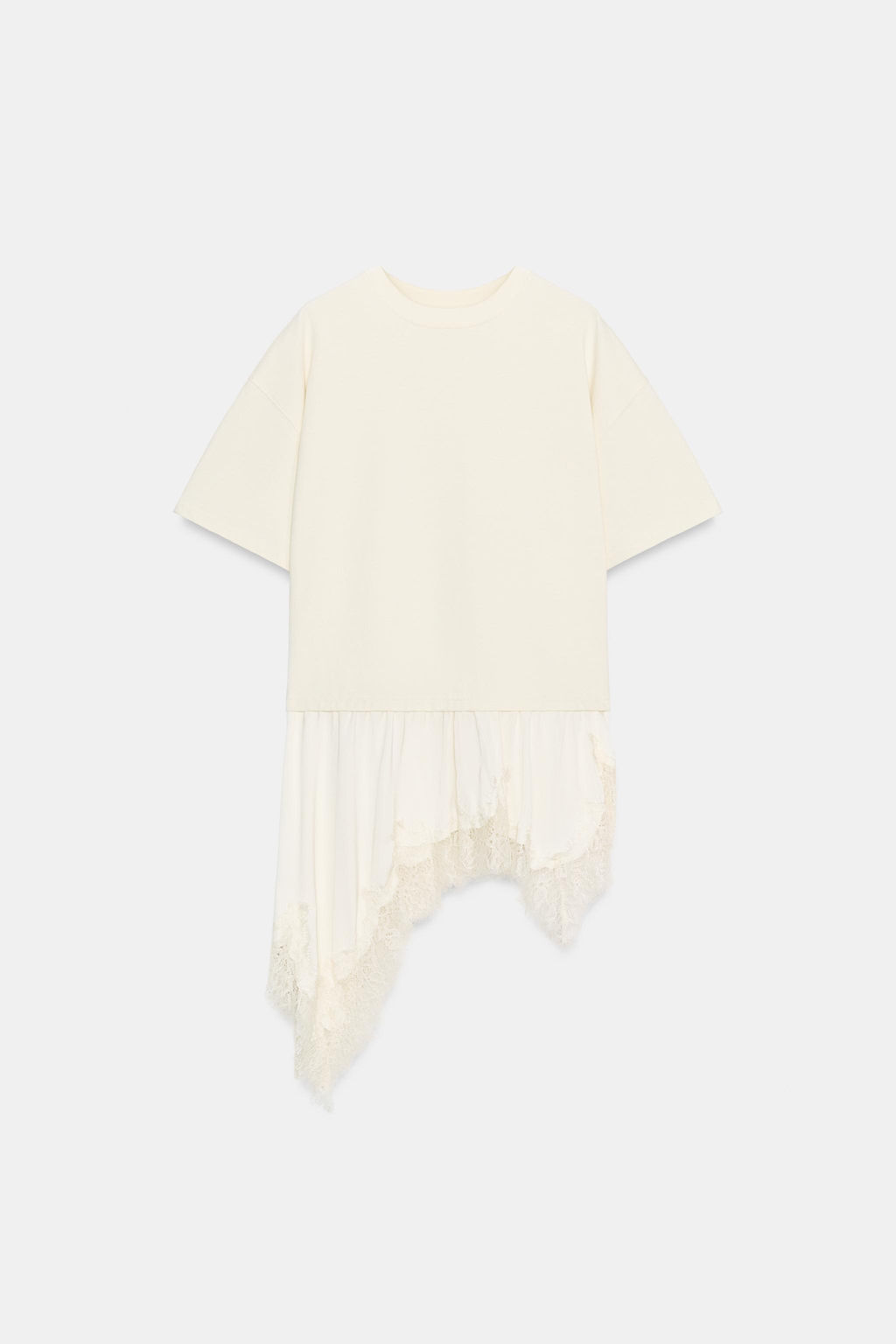 CAMISETA COMBINADA ENCAJE / Crudo - Zara фото 5