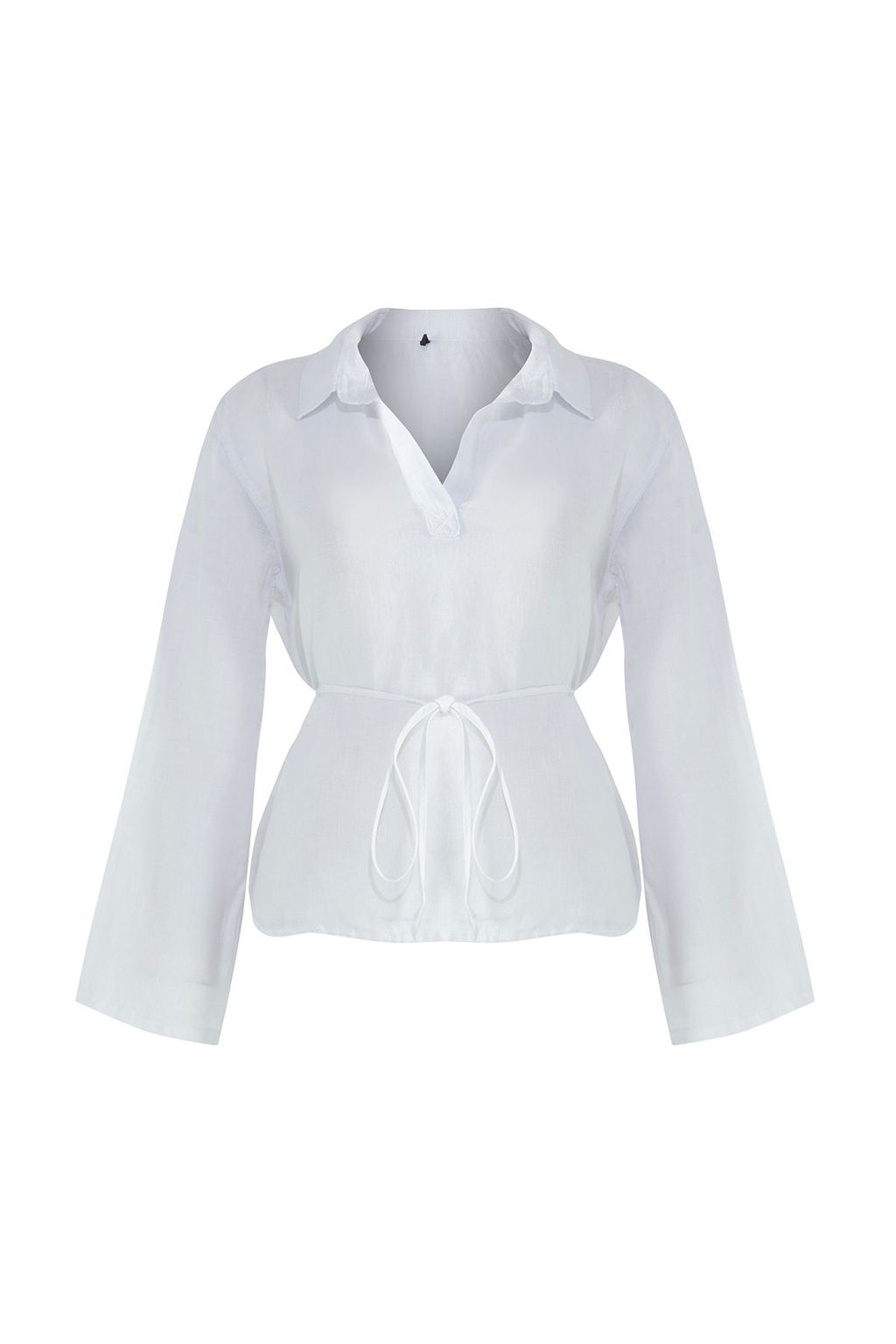 TRENDYOLMILLA Beyaz %100 Keten Baglama Detayl? Gomlek TWOSS25GO00130  фото 5