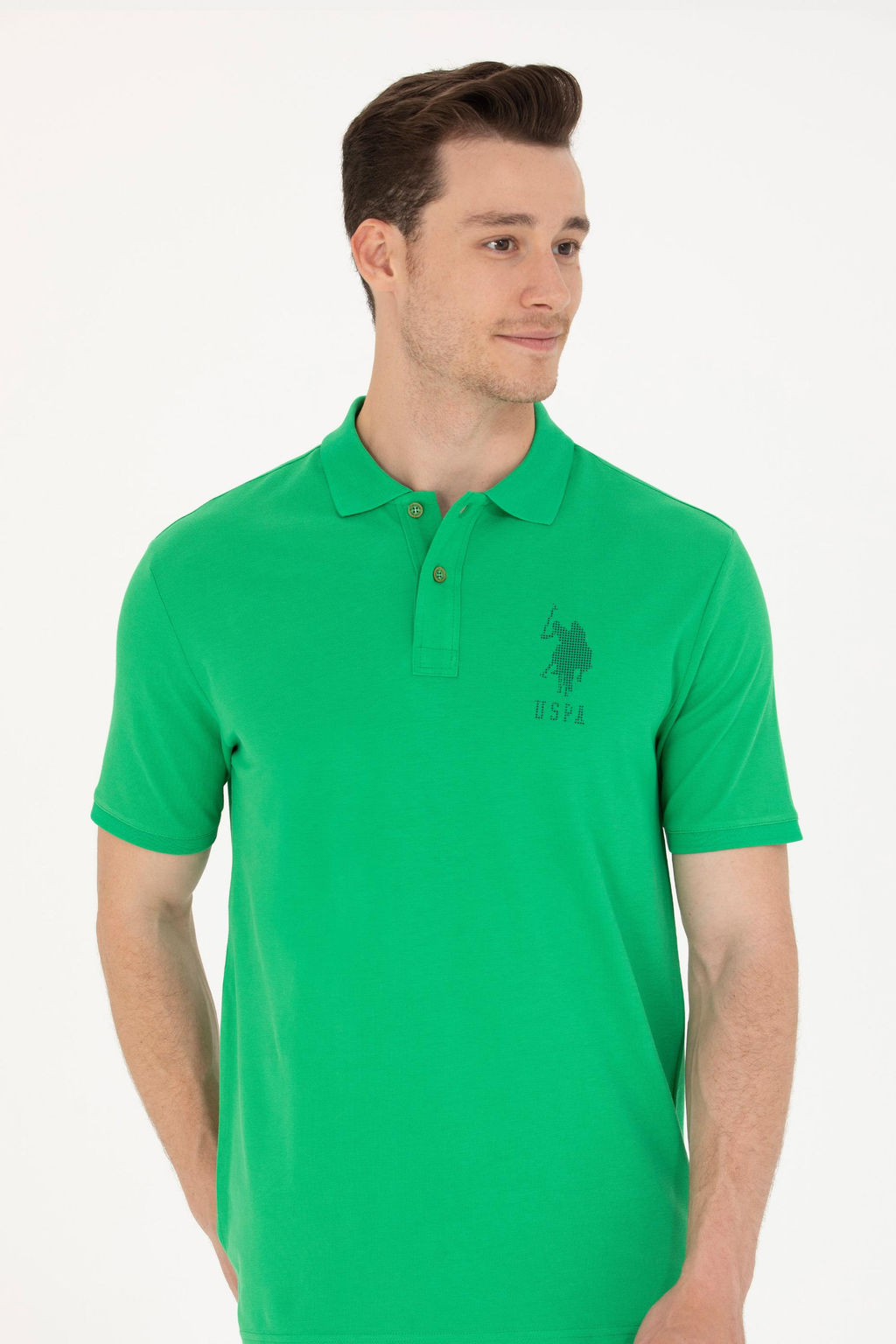 Футболка-поло U.S. Polo Assn Apple Green зеленая хлопок  фото 17