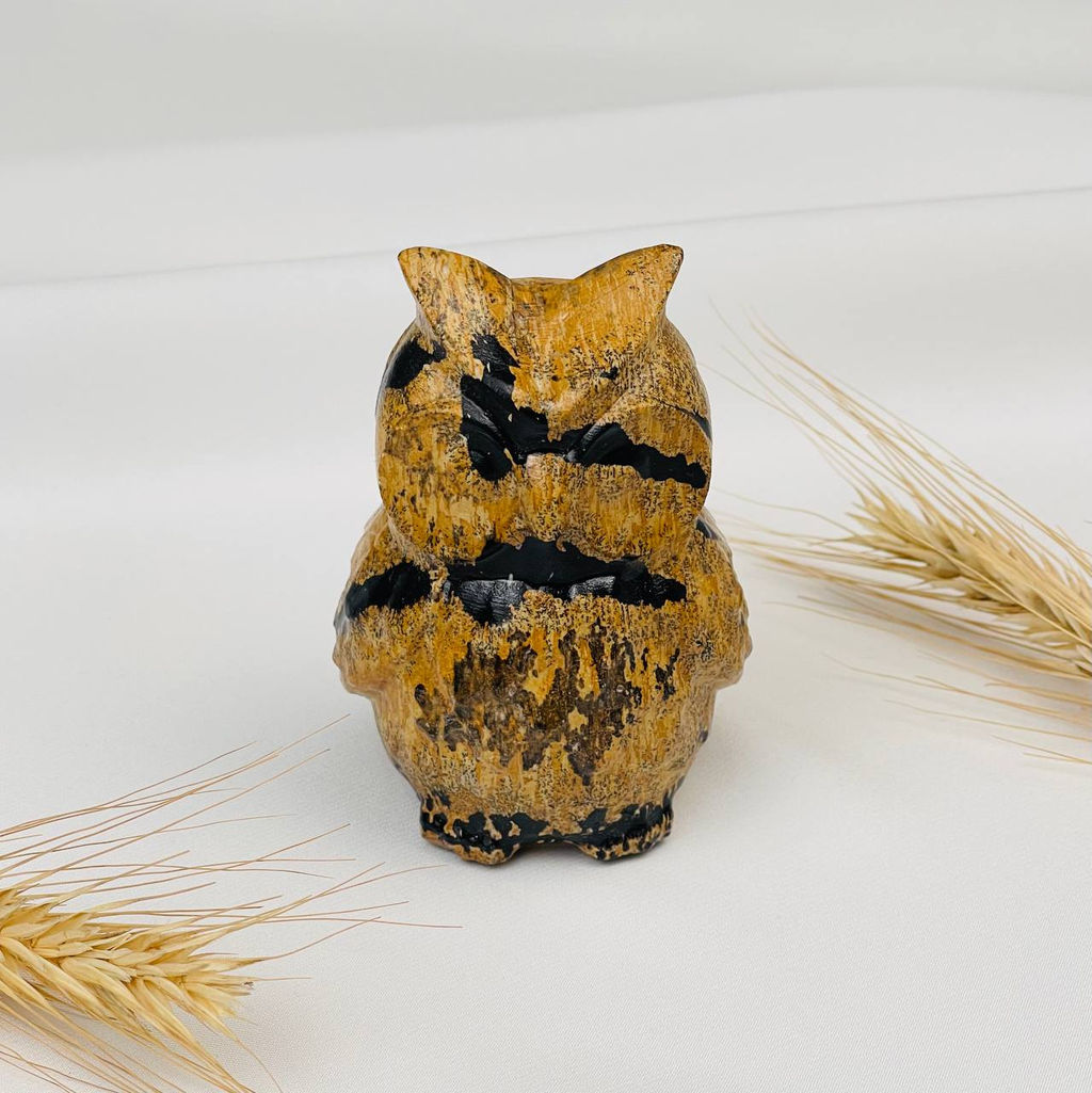 Фигурка Сова из дендритовой "пейзажной" Яшмы