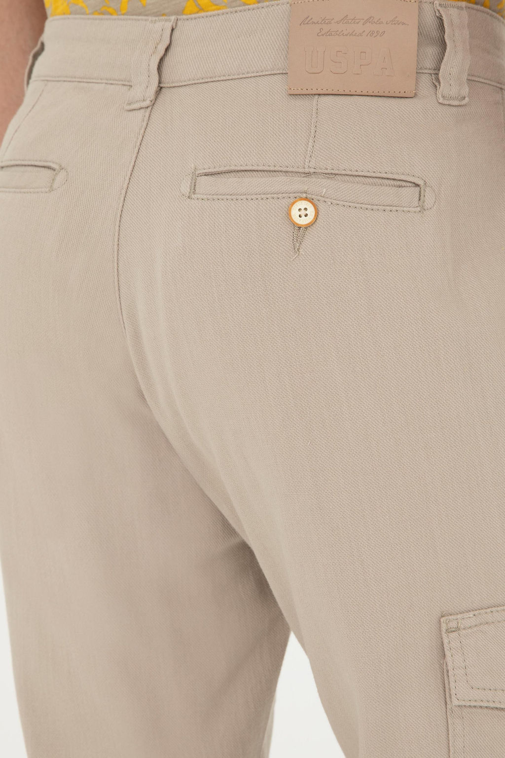 Erkek Jogger Fit Bej Kanvas Pantolon