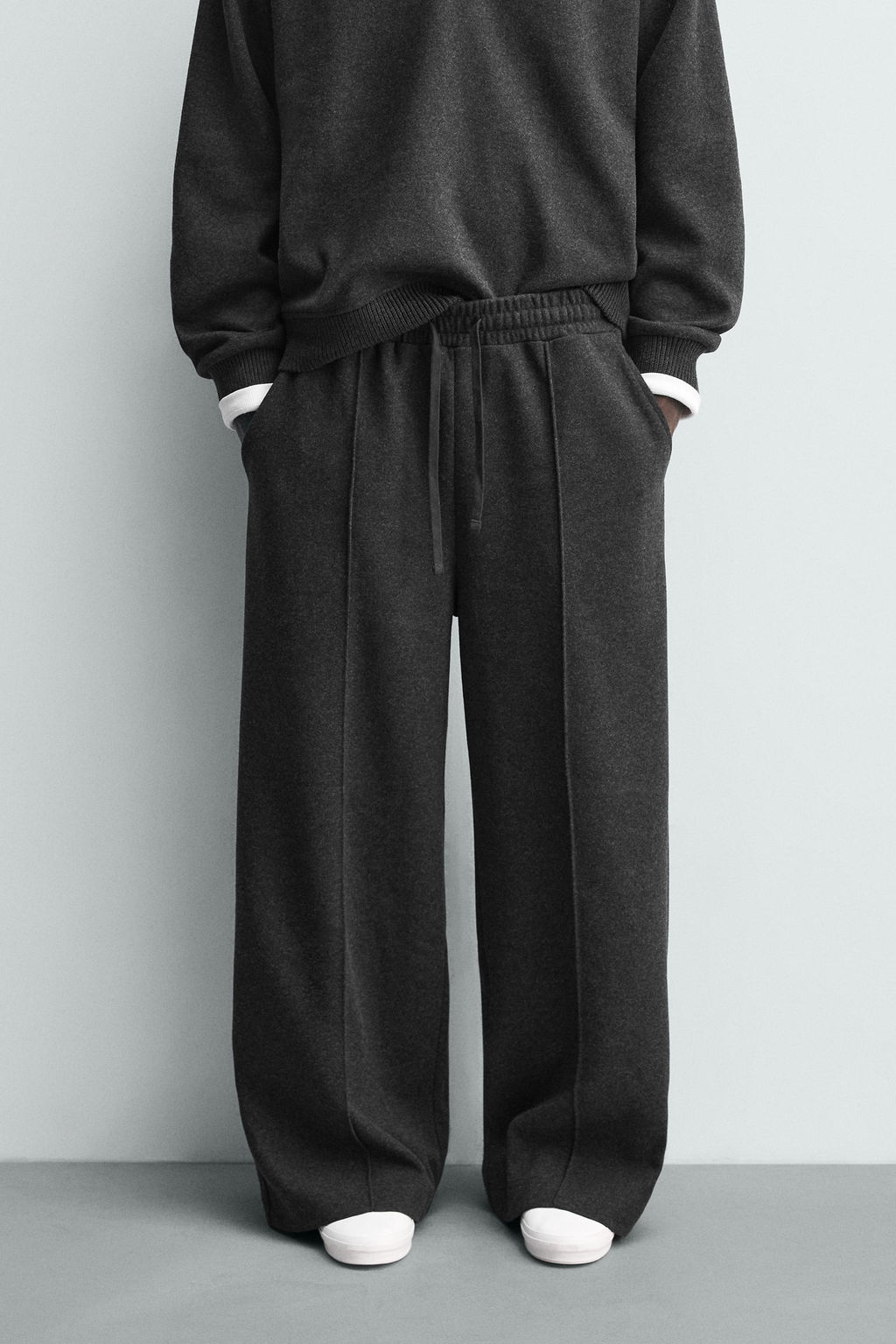 TEXTURED WIDE-LEG JOGGING TROUSERS - Zara фото 19