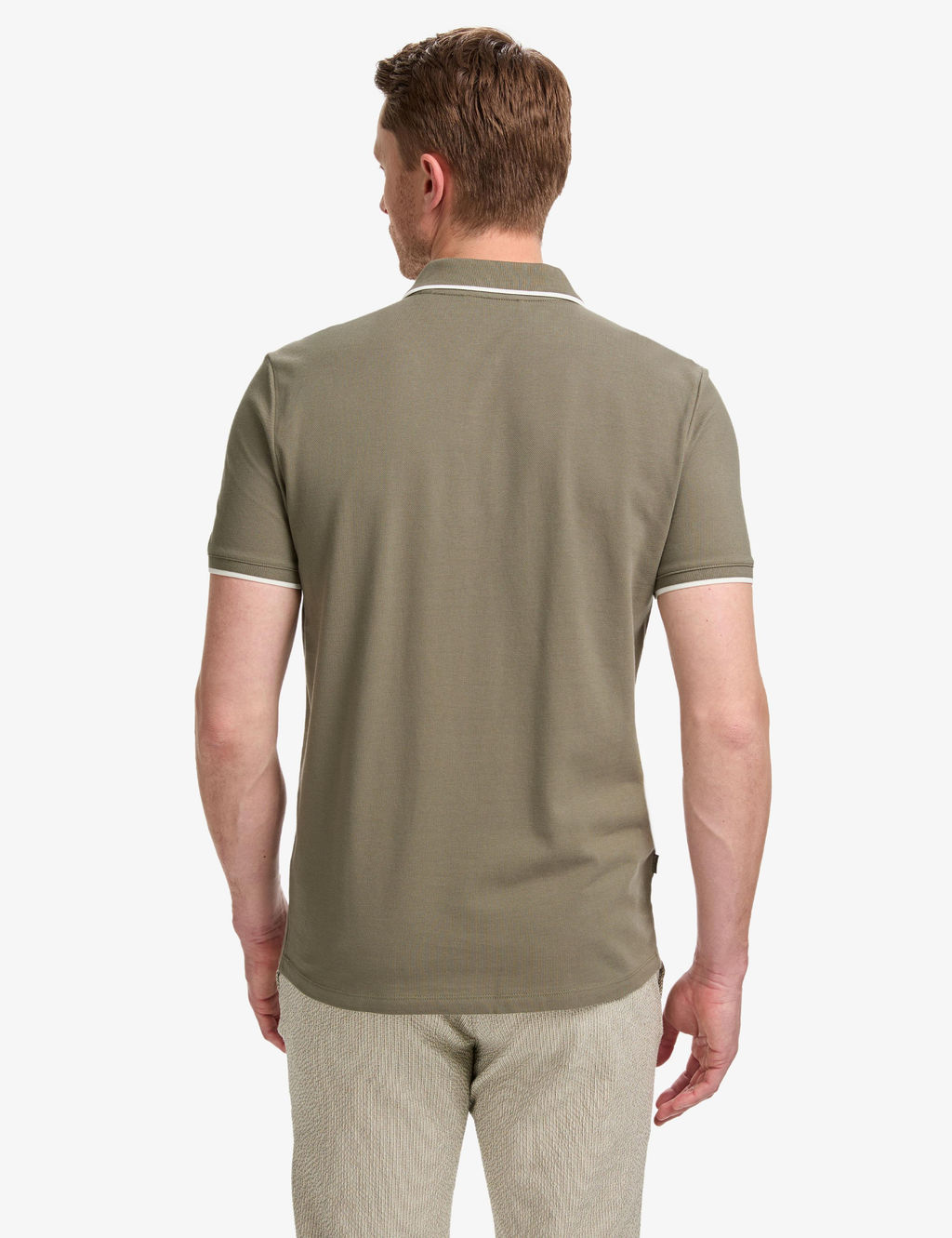 Haki Slim Fit %100 Pamuk Fermuarl_ Polo Yaka Ti__rt