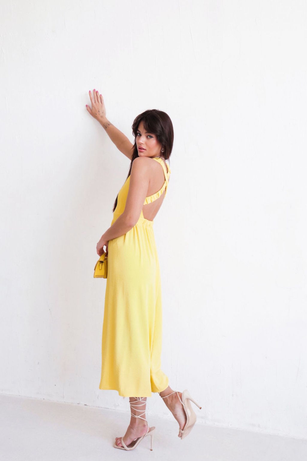 Платье с перекрещенными бретелями жёлтое - Martichelli фото 23