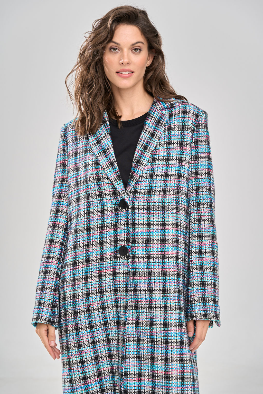 Пальто 1164 клетка мультиколор - Rinka фото 7