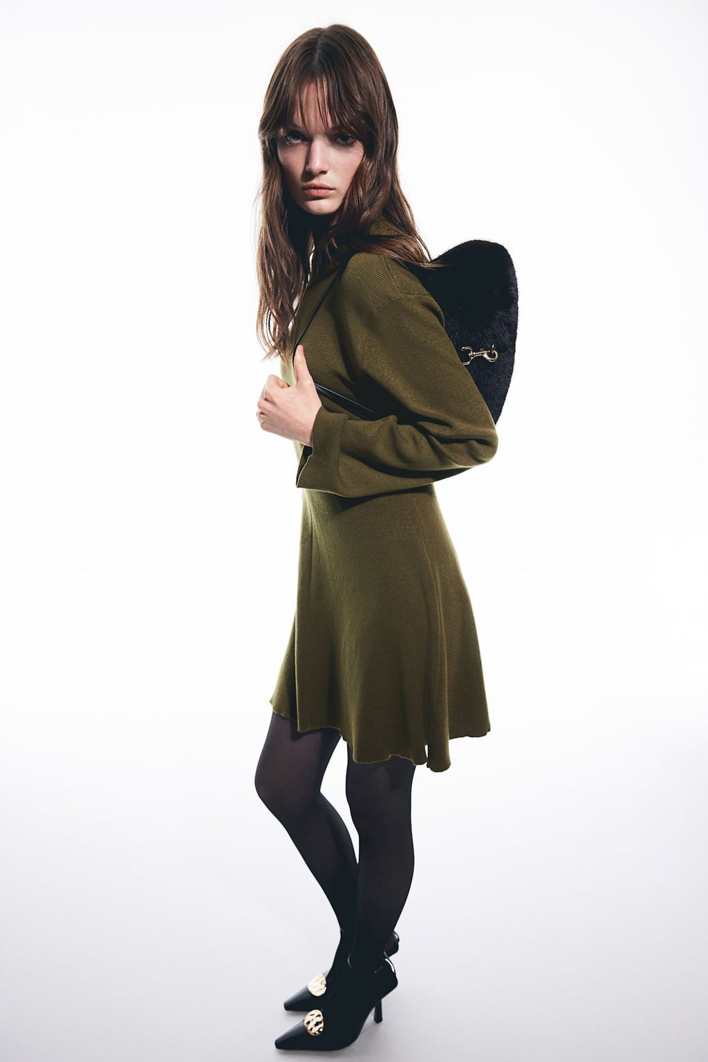 Vestido en punto acanalado con cuello perkins - H&m фото 3