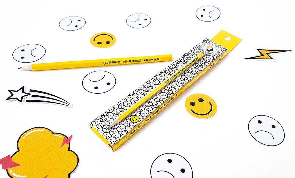 ВКФ Карандаш со смешными фразами SUV-023 Карандаш графитный заточенный ТМ (HB) 16 шт. оптимизм - это недостаток информации