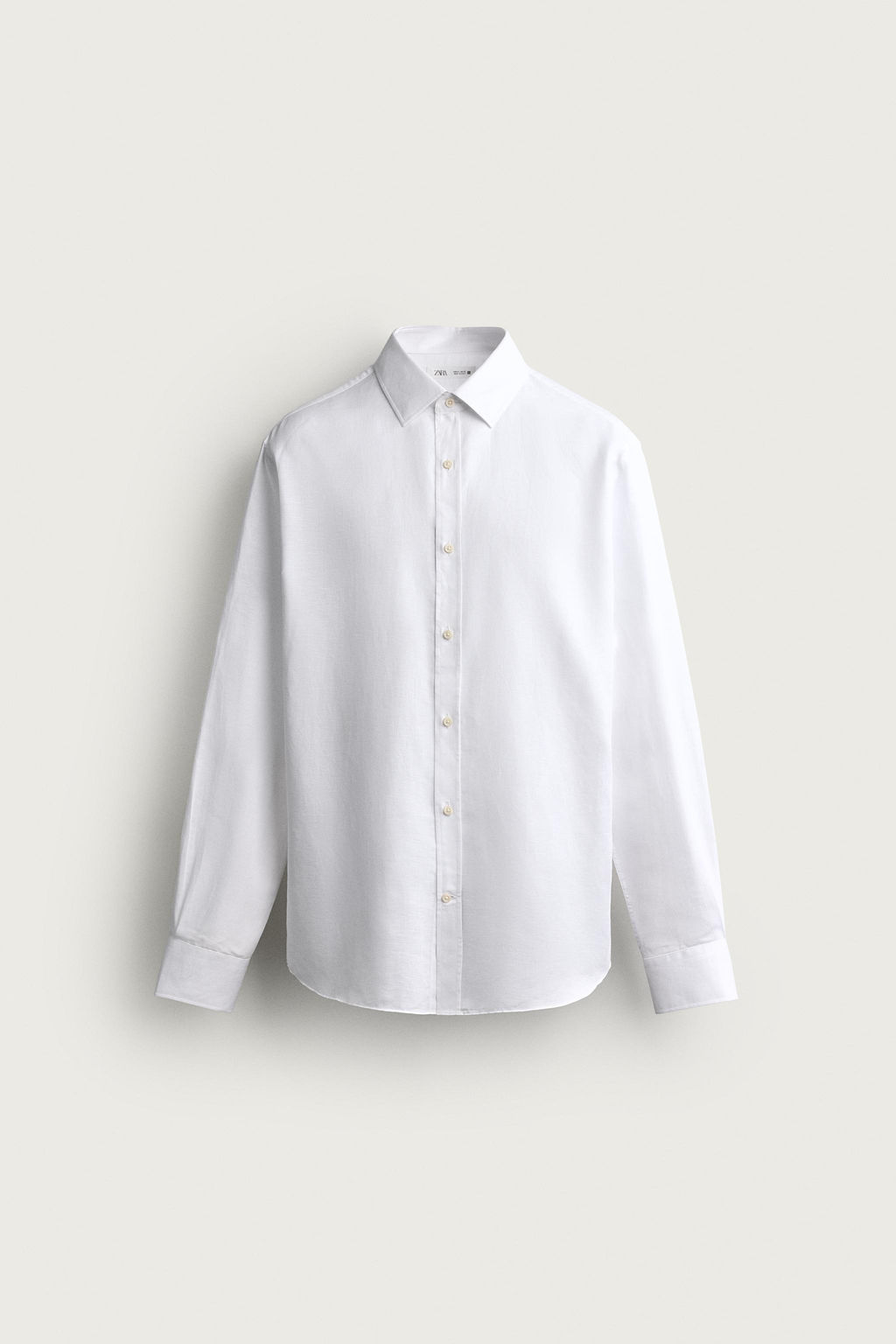 CAMISA REGULAR FIT ALGOD?N - LINO / Blanco - Zara фото 6