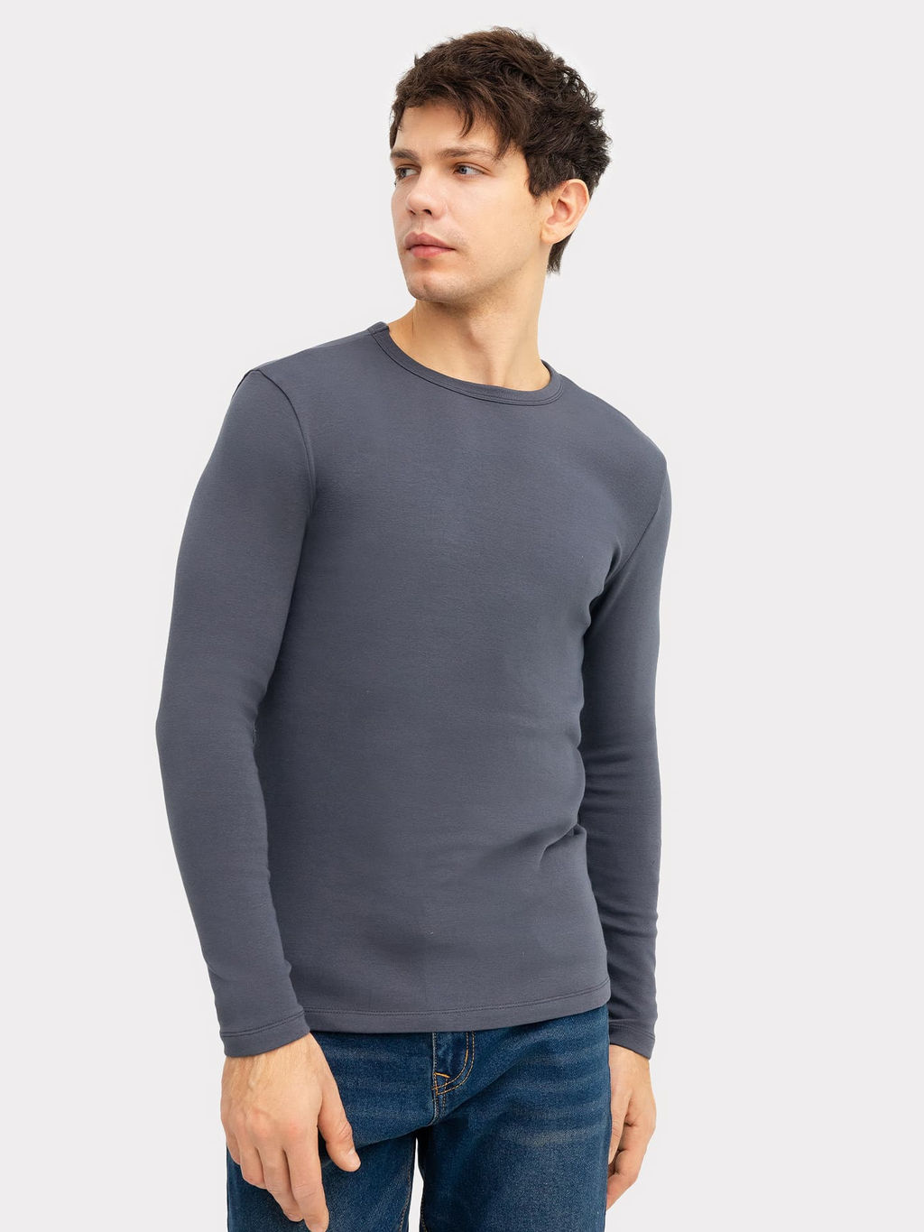 Лонгслив мужской в сером цвете графит 121862/1 - Mark formelle фото 3