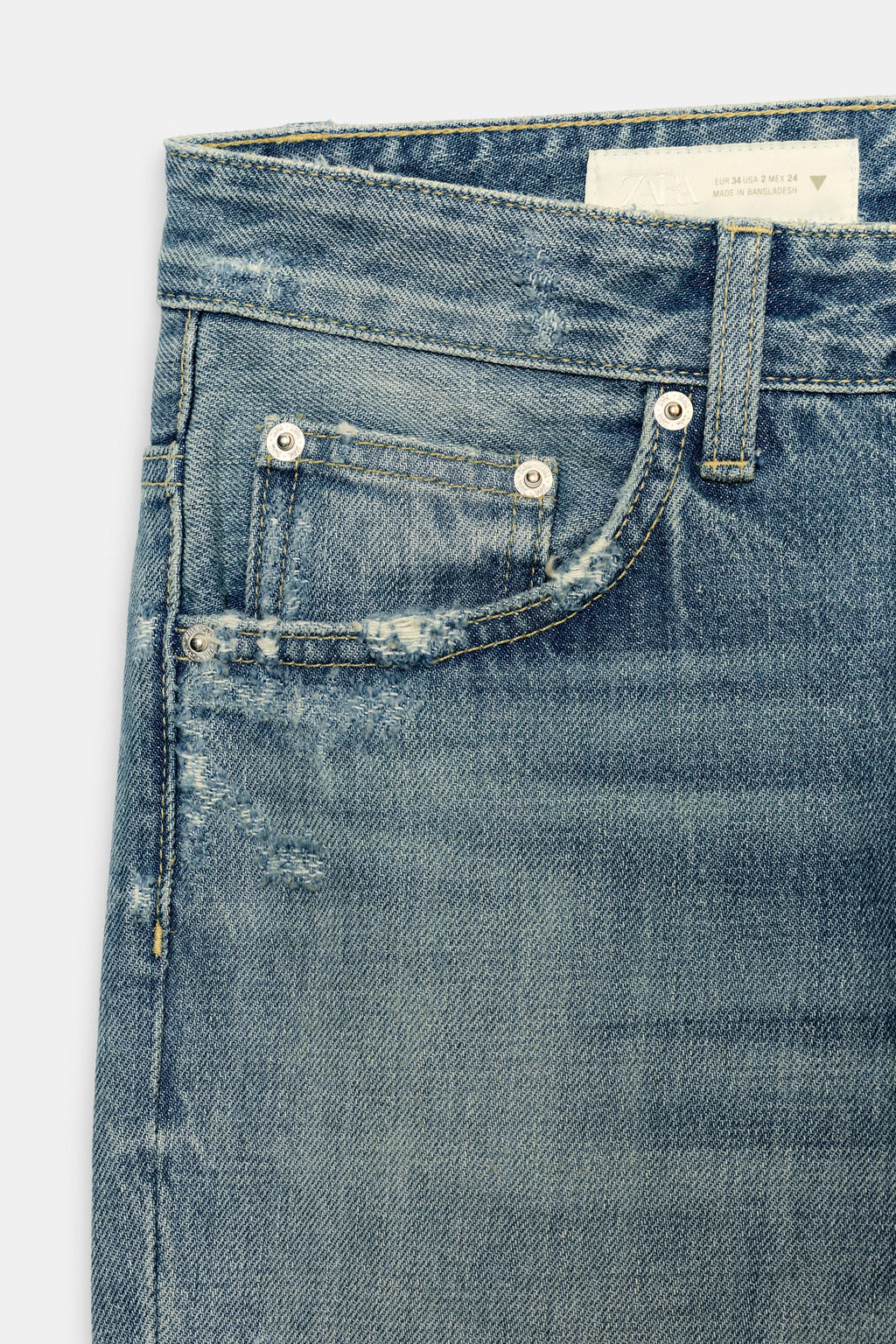 JEANS TRF FLARE ROTOS TIRO MEDIO / Azul - Zara фото 8