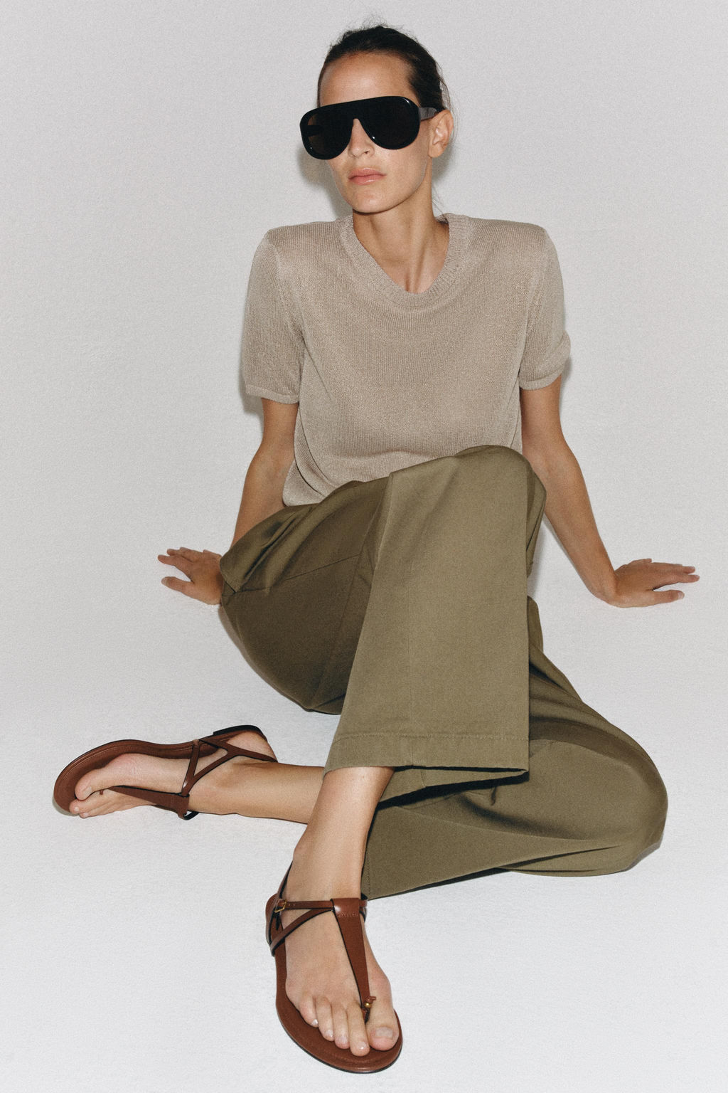 SANDALIA PLANA PIEL / Marr?n - Zara фото 3