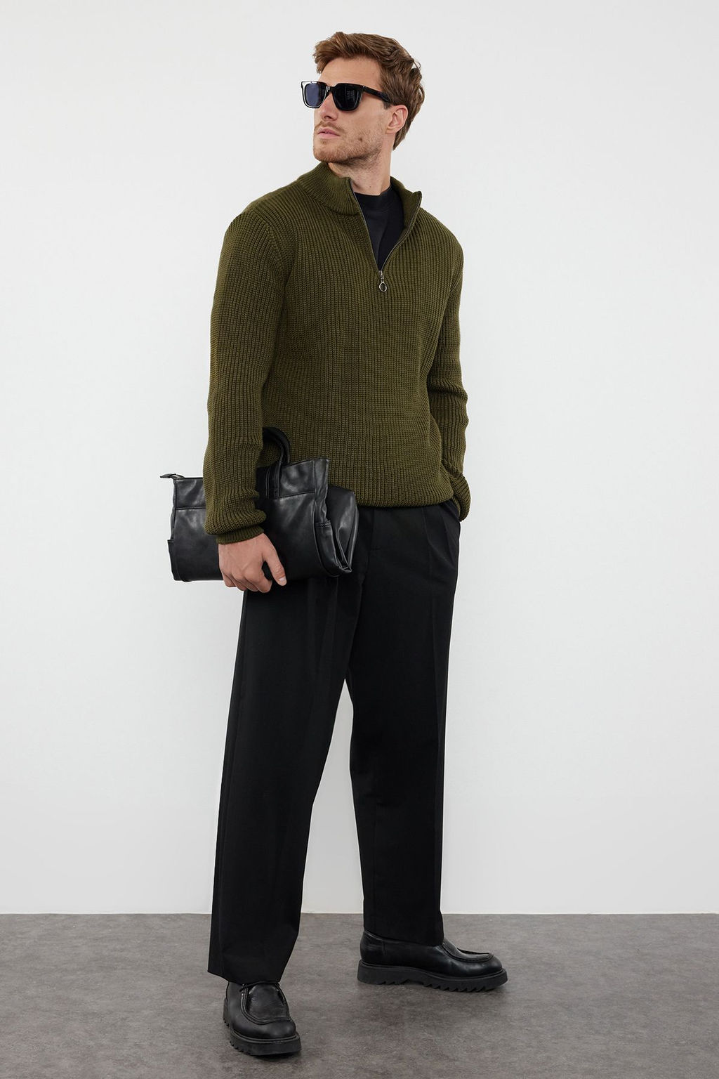 TRENDYOL MAN Indigo Casual Regular Yar?m Bal?kc? Yaka Duz Triko Kazak TMNAW22KZ1908 - Trendyolmilla фото 50