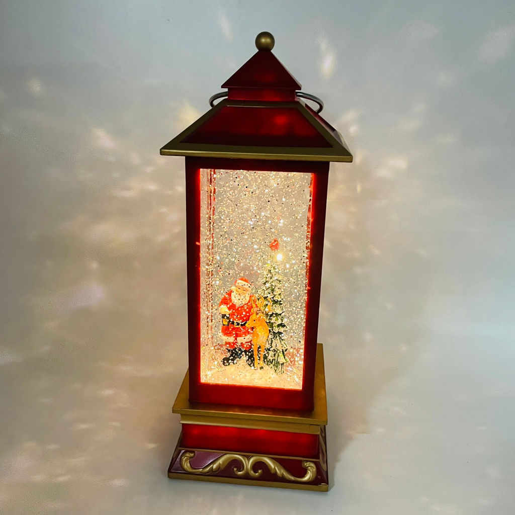 Новогодний декор Фонарь стекло - Дед Мороз с оленем 27 см (арт. WDL-23028A) - Ип лебедев о.ю фото 4