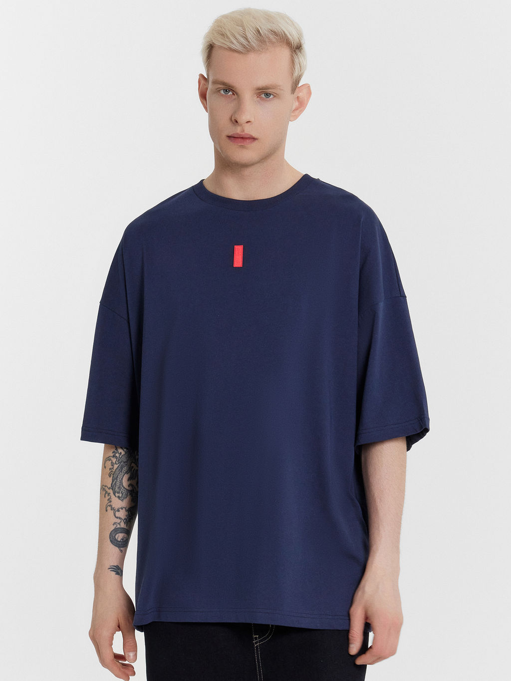Футболка мужская оверсайз синяя с принтом