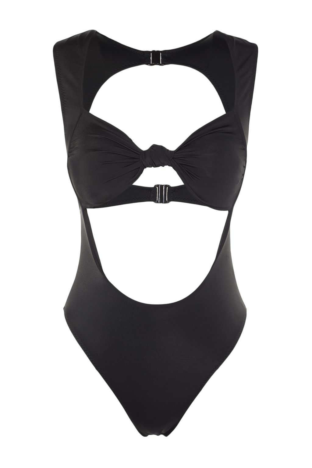 Siyah Straplez Cut Out/Pencereli High Leg Mayokini TBESS23MA00006