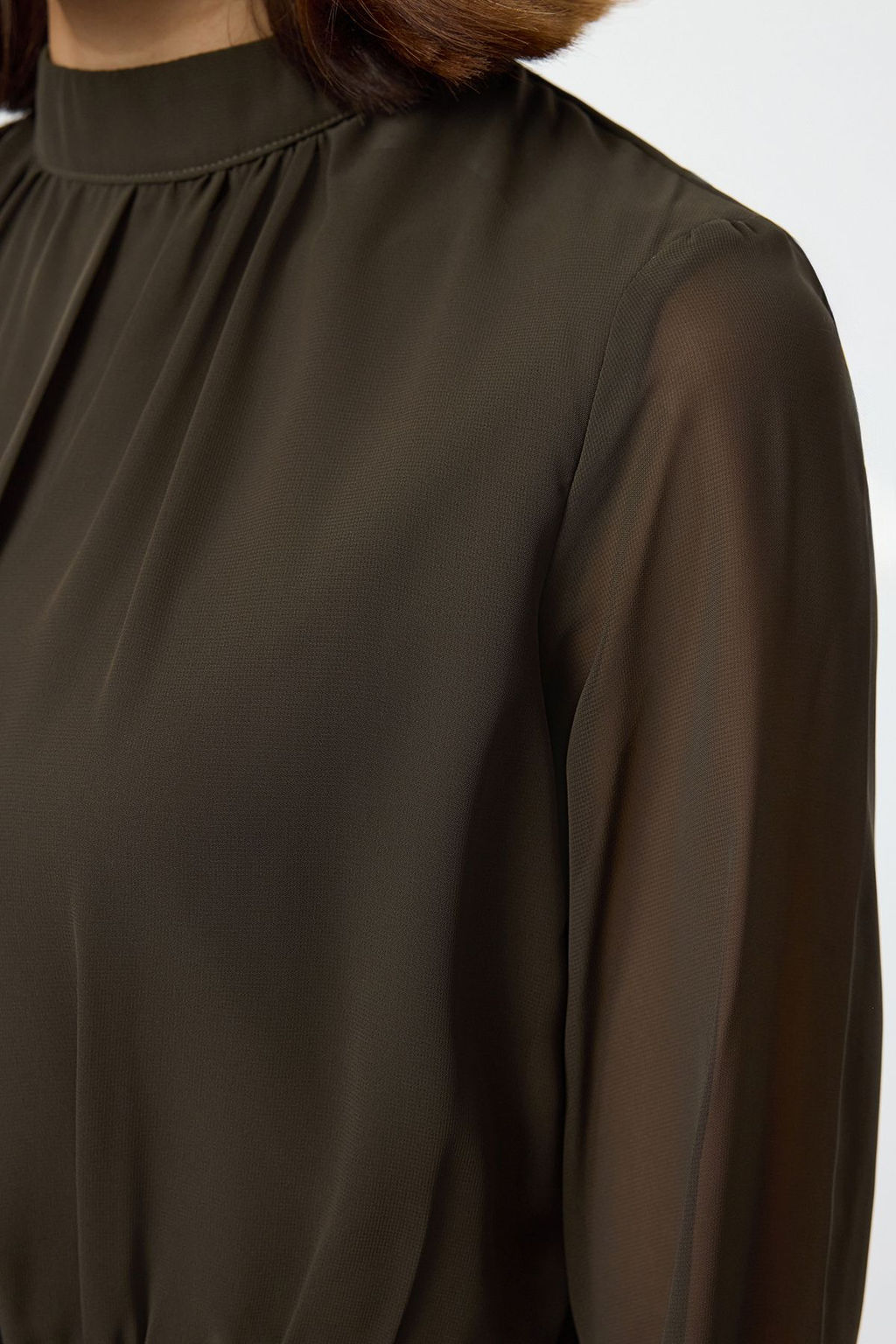 TRENDYOLMILLA Siyah A Kesim Dik Yaka Astarl? Sifon Mini Dokuma Elbise TWOAW24EL00296  фото 10