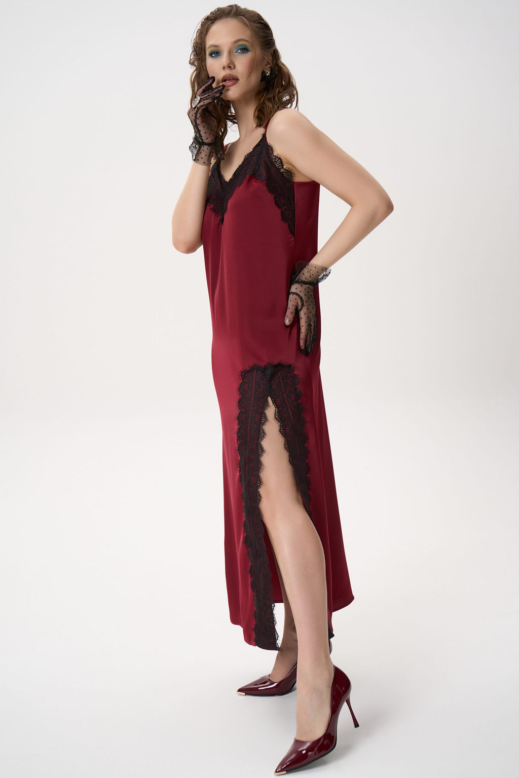 Платье  сорочка (бордовый)