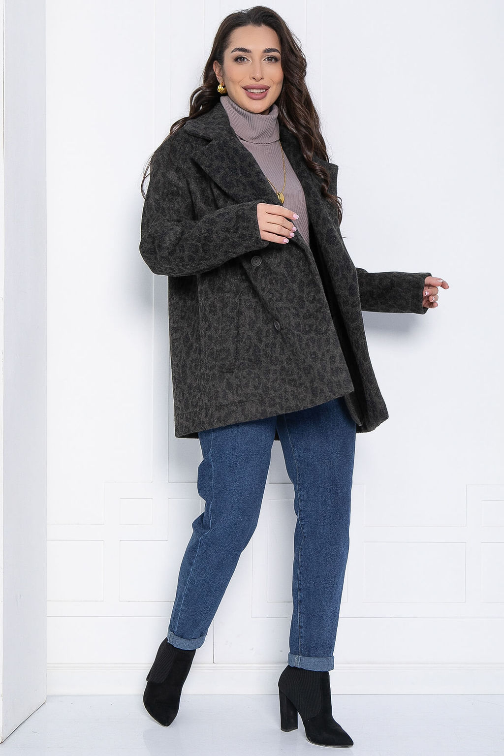 Пальто Я в теме (серый/лео) Б12632-7 - Lt collection фото 3