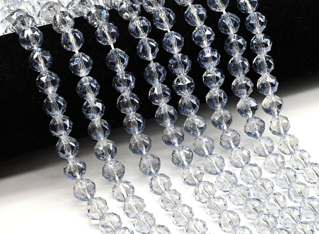 Бусины из циркона шарик с гранями 10мм цв.голубой светлый, 38см, 42 бусины Радуга камня