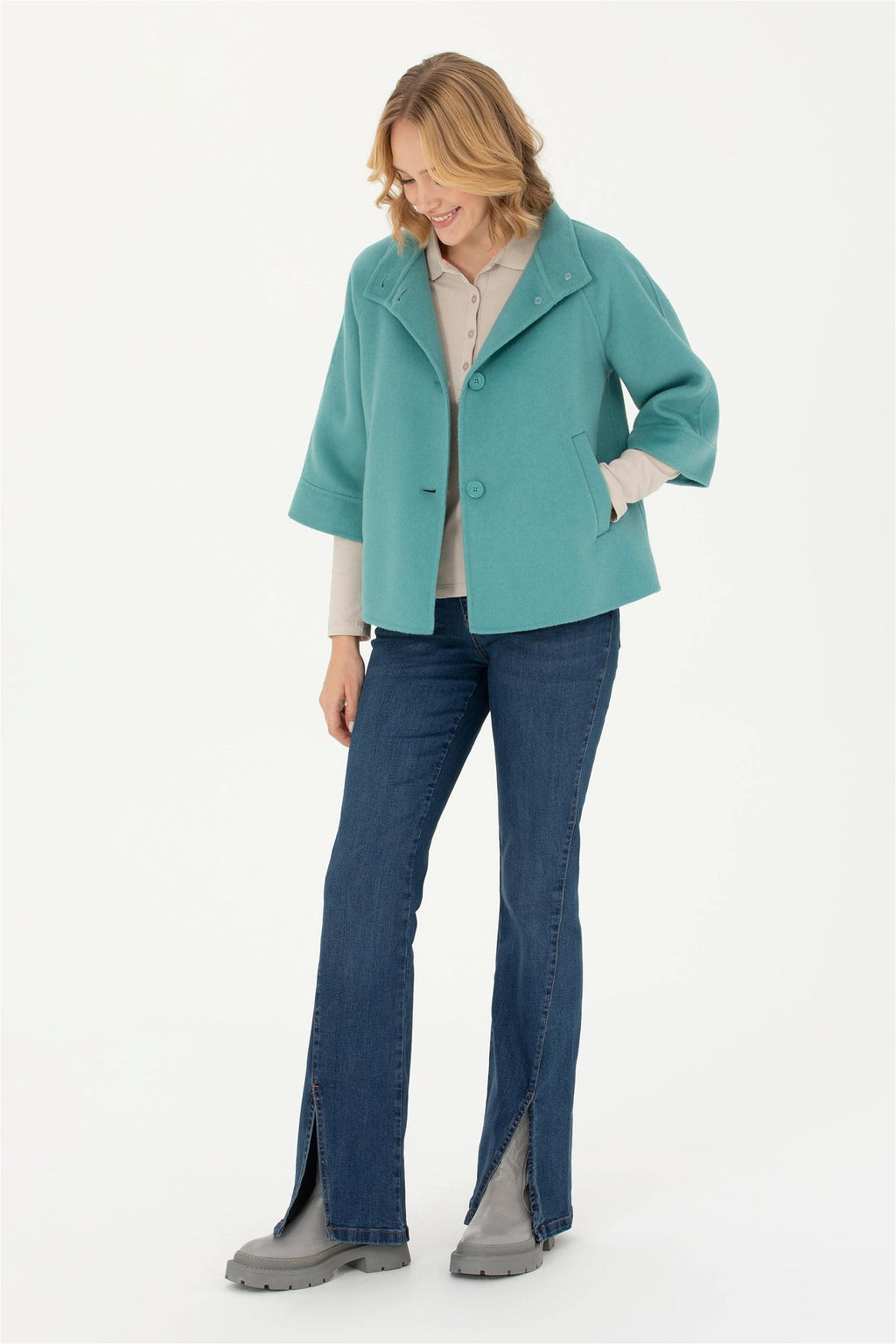 Женское мятное пальто с печатью - U.s. polo assn фото 4