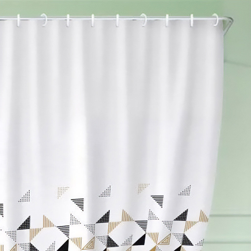Штора для ванной комнаты из ПВД 180х180см "Геометрия", 35мкм, 12 колец, в пакете (Россия)