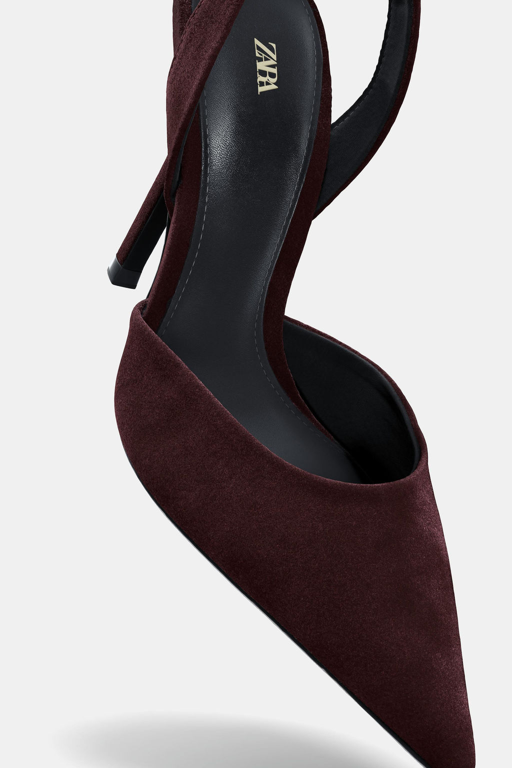 VELVET EFFECT HIGH-HEEL SLINGBACK SHOES - Zara фото 7