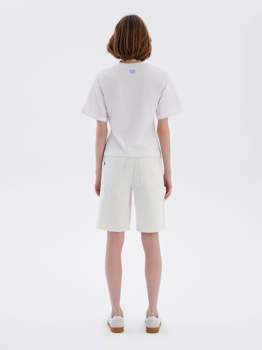 CONTE CON-641 Белые джинсовые шорты с необработанным краем white