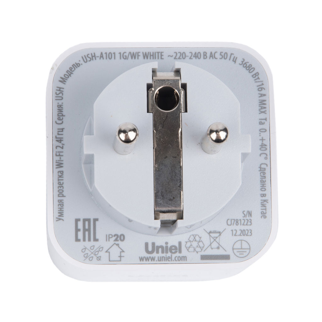 USH-A101 1G/WF WHITE Умная розетка Wi-Fi. 16A. До 3680Вт. Голосовое управление+приложение UnielSmart. TM Uniel - Volpe фото 4