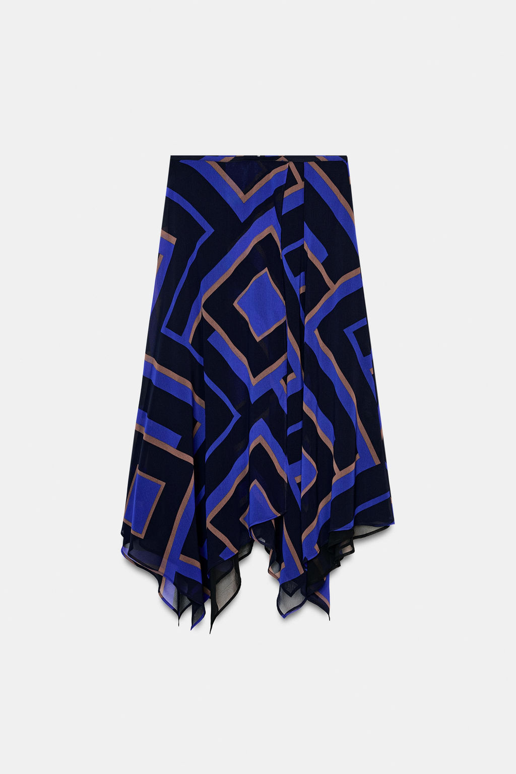 PRINTED ASYMMETRIC MIDI SKIRT - Zara фото 18