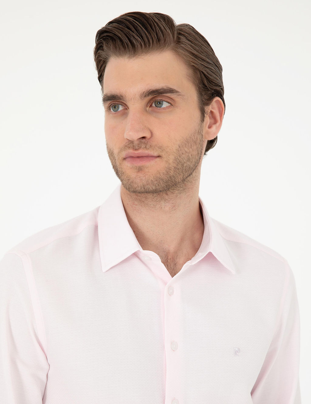 Рубашка Pierre Cardin Slim Fit светло-розовая с длинным рукавом