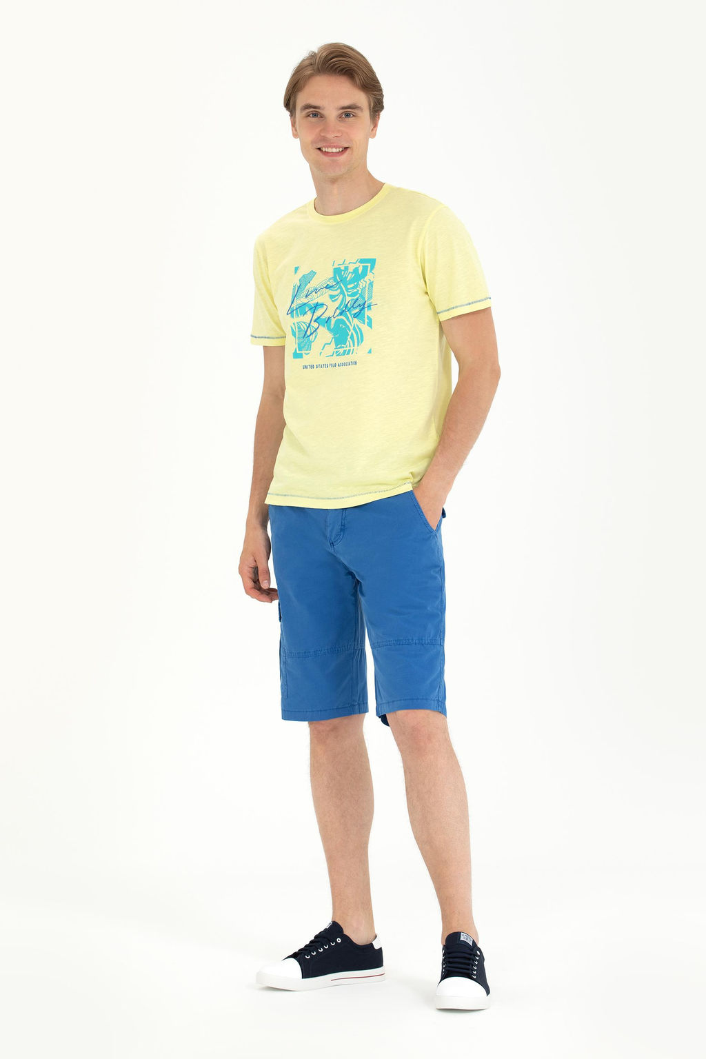 Мужская светло-желтая футболка с круглым вырезом - U.s. polo assn фото 18