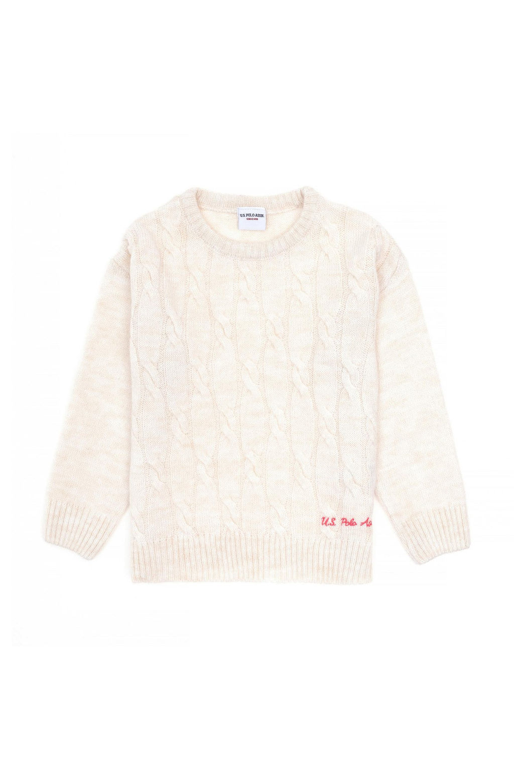Кремовый меланжевый свитер для девочки - U.s. polo assn фото 2