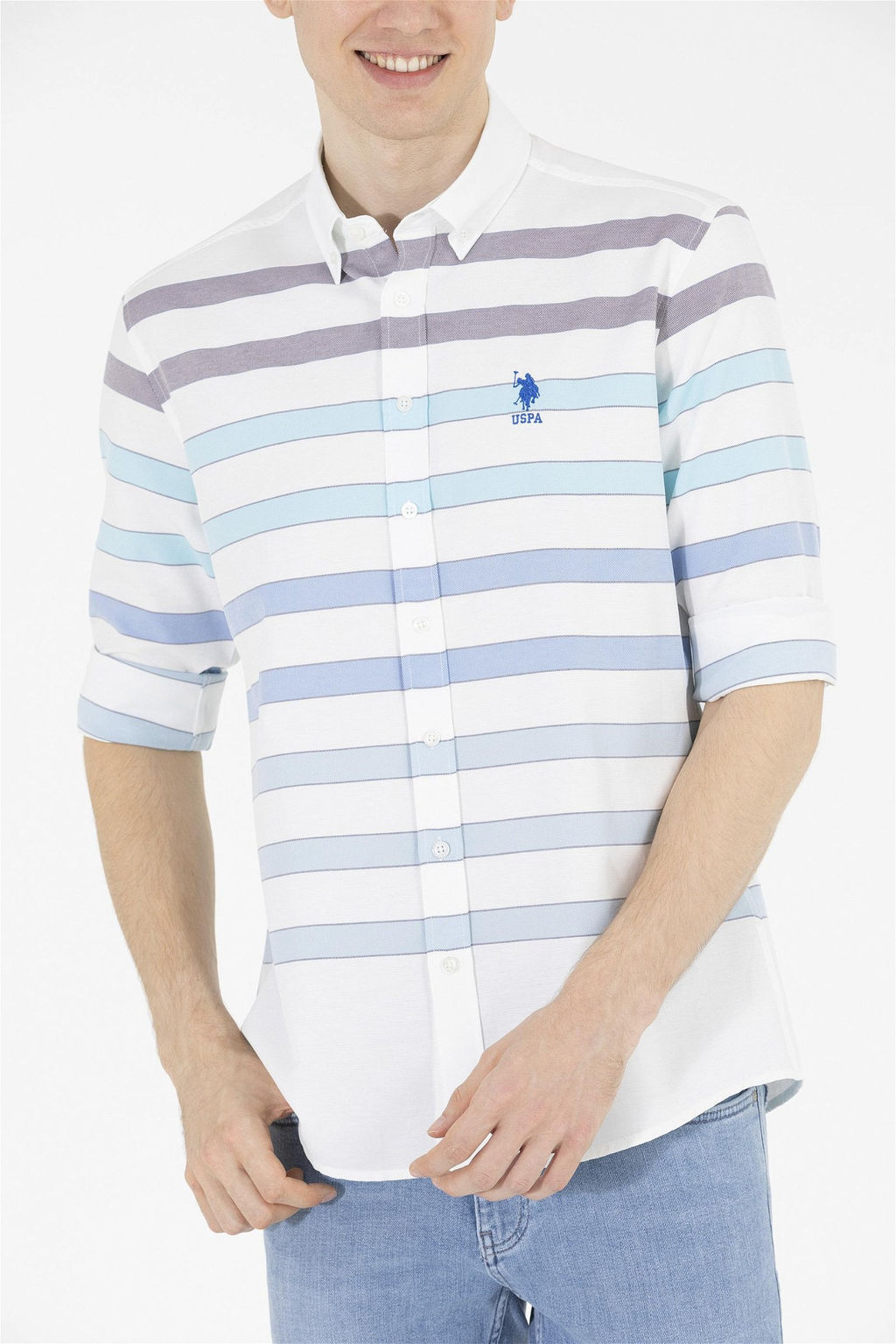 U. S. Polo Assn / Мужская синяя рубашка с длинным рукавом - U.s. polo assn фото 13