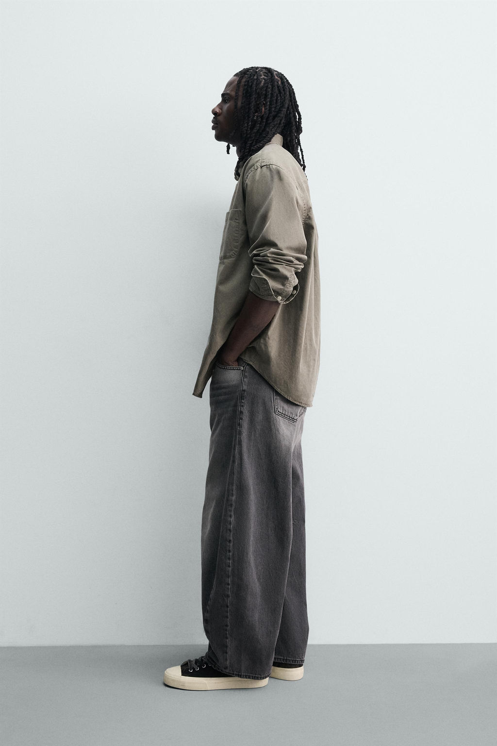 JEANS RELAXED BARREL FIT PINZAS / Gris - Zara фото 4