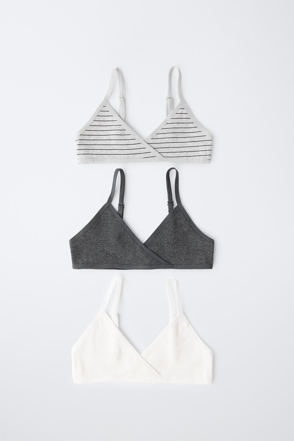 8-14 A?OS/ PACK TRES TOPS RIB / Blanco / Gris - Zara фото 3