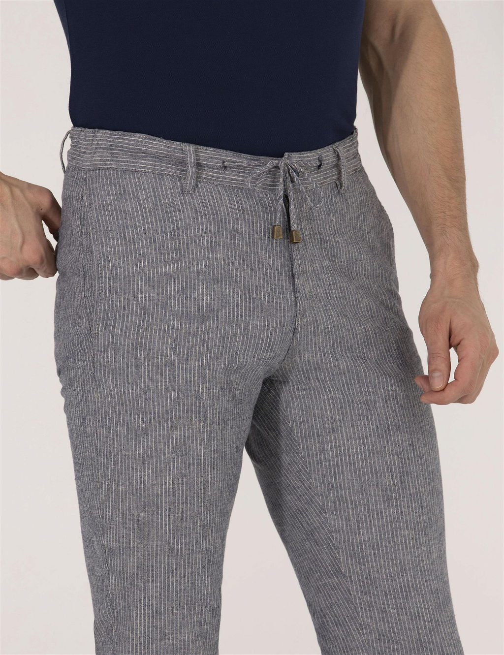 A__k Lacivert Slim Fit Beli Lastikli Kanvas Pantolon - Pierre cardin фото 7