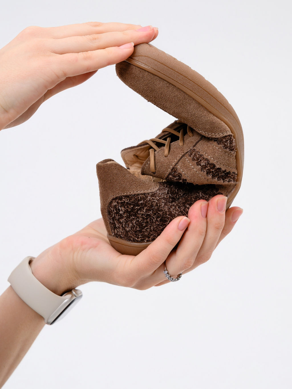 Кеды босоногие натуральная замша коричневые 184.natabr.Серо-коричневая замша+коричневый джангл/Кожа