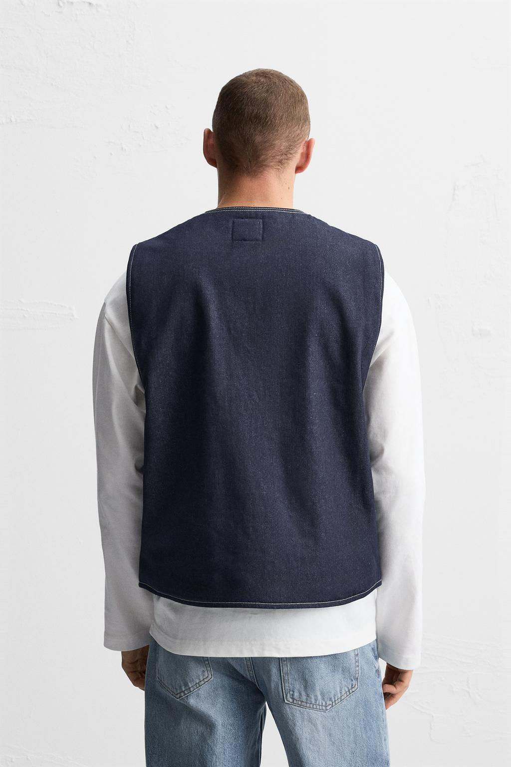 STITCHED DENIM WAISTCOAT - Zara фото 4