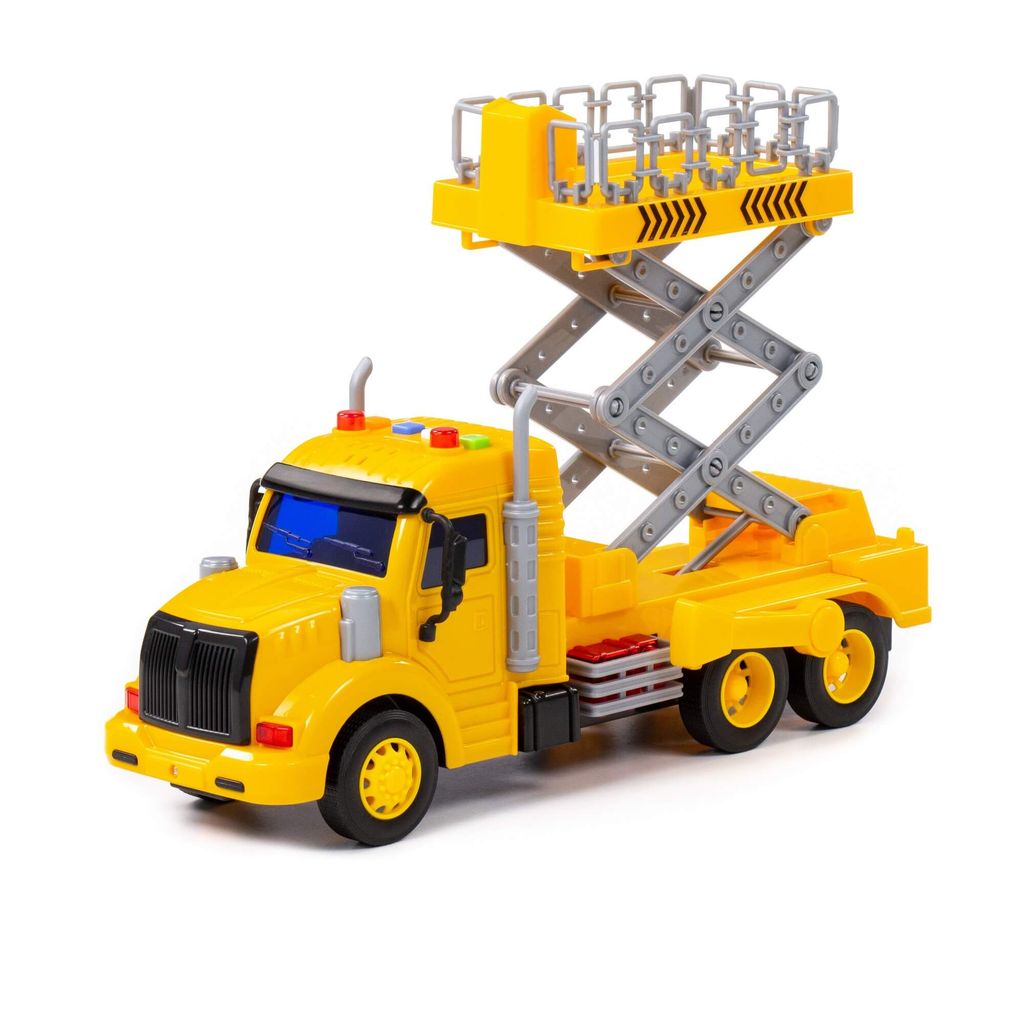 Профи, автомобиль с подъёмником инерционный (со светом и звуком) (жёлтый) (в коробке) - Полесье фото 3