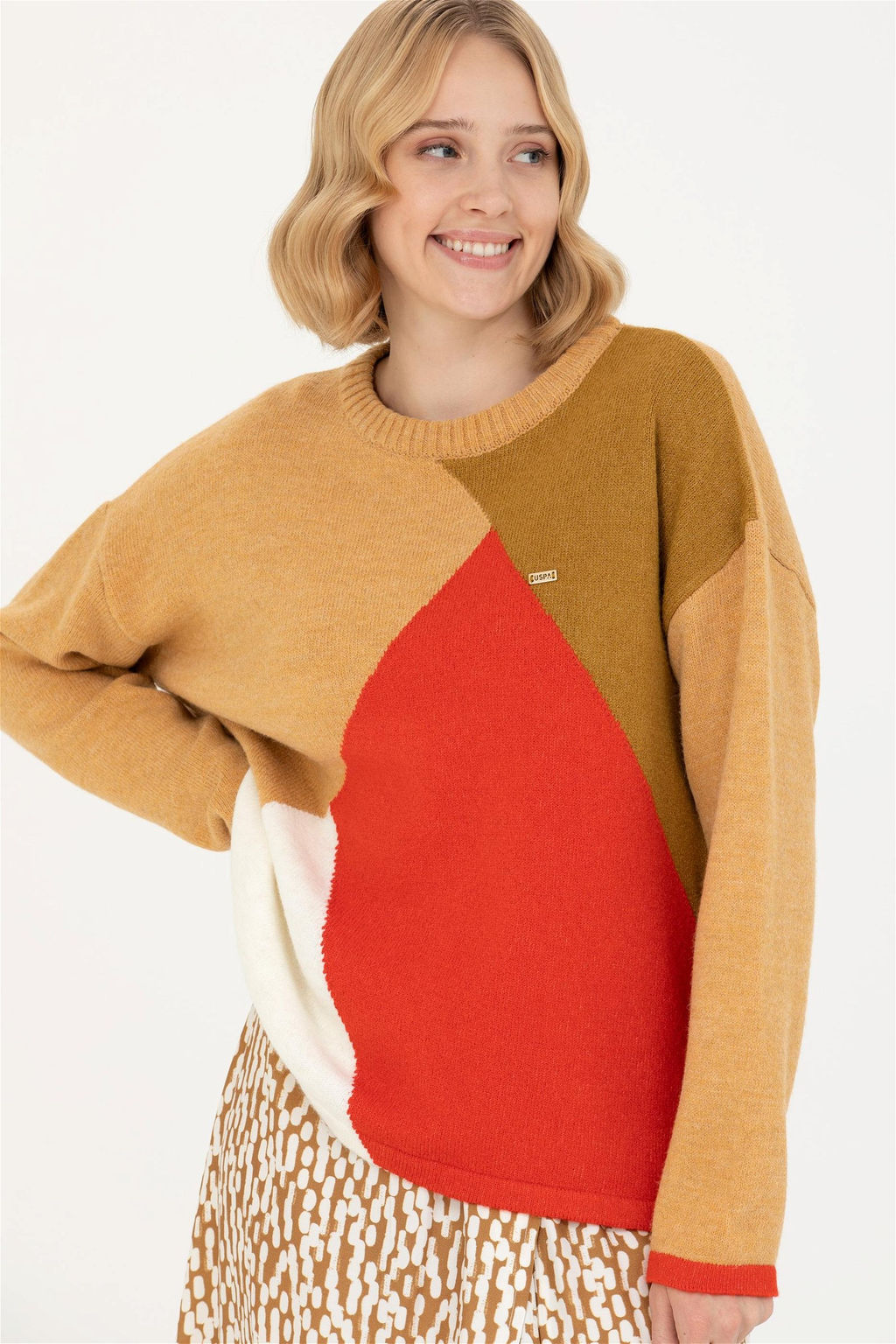 Женский свитер песочного цвета с круглым вырезом Неожиданная скидка в корзине - U.s. polo assn фото 2