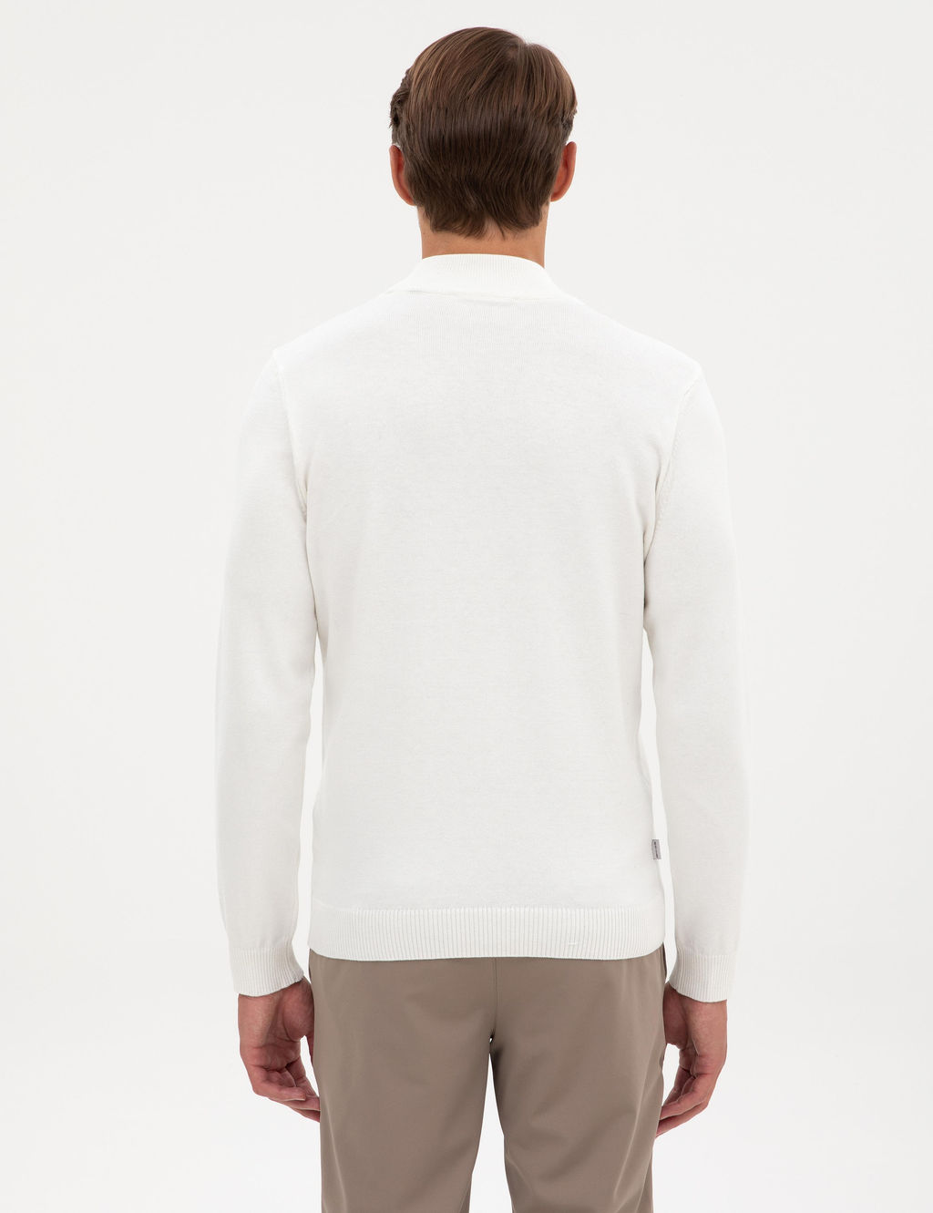 Ekru Slim Fit Yar_m Bal_k__ Yaka Basic Triko Kazak - Pierre cardin фото 5