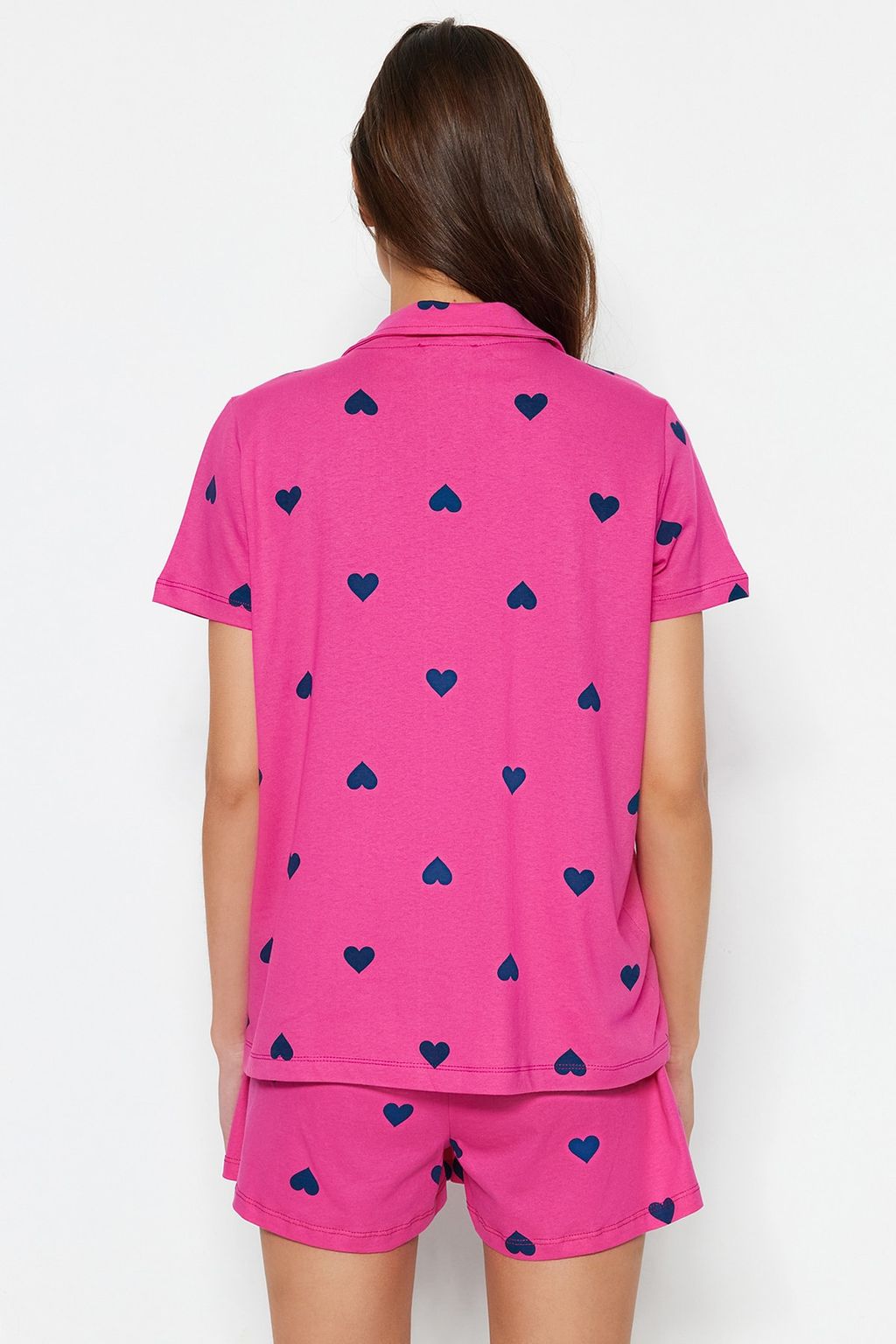 Trendyolmilla Ekru-Cok Renkli %100 Pamuklu Kalpli Sortlu Orme Pijama Tak?m? THMSS21PT0756 фото 26