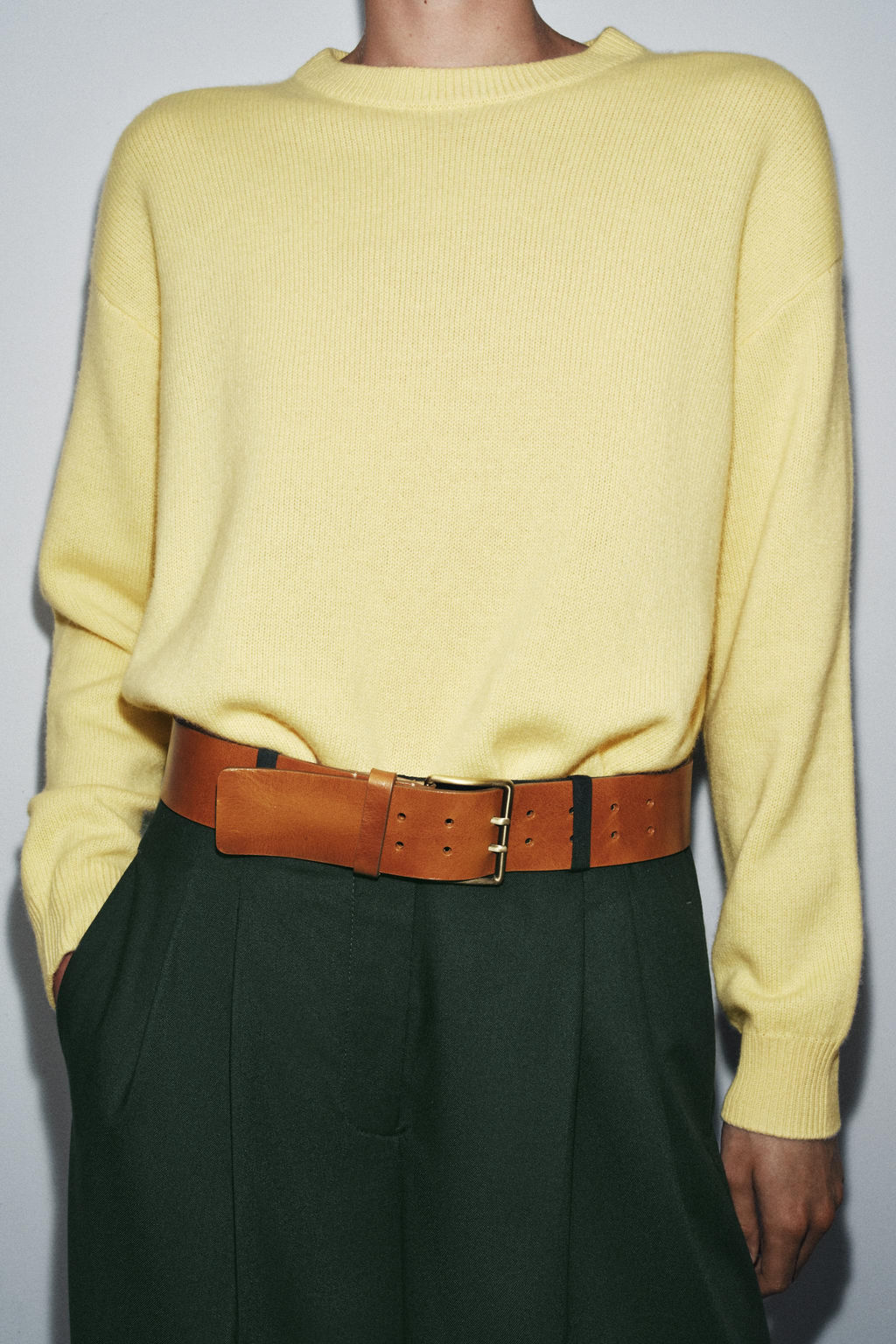 LEATHER BELT WITH SQUARE BUCKLE