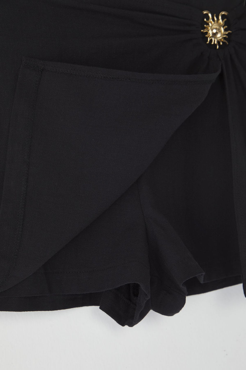 Trendyolmilla Siyah Dokuma 100% Pamuk Aksesuar Ve Y?rtmac Detayl? Plaj Etek Sort TBESS25SR00018 фото 7