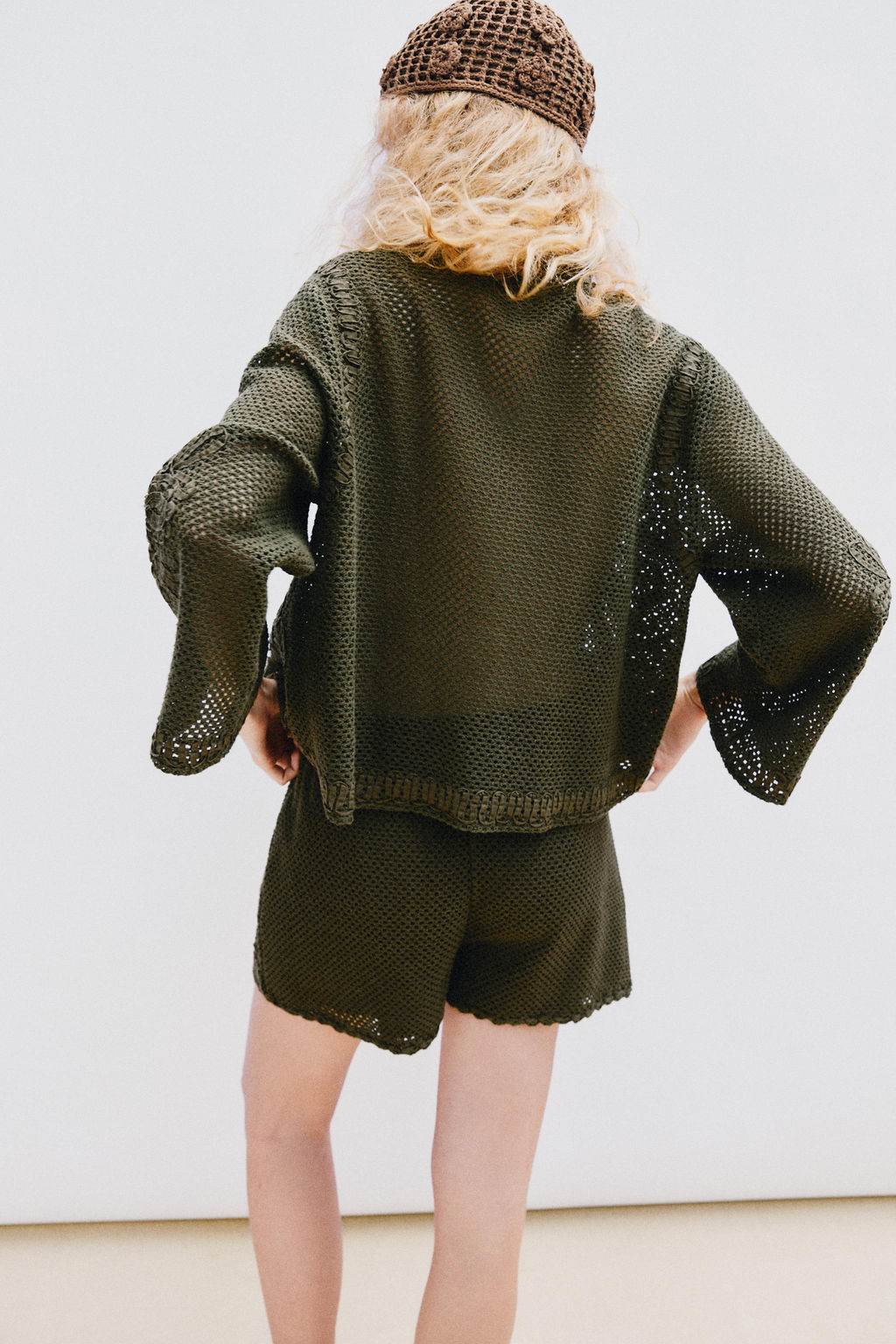 CHAQUETA COMBINADA CROCHET / Khaki - Zara фото 4