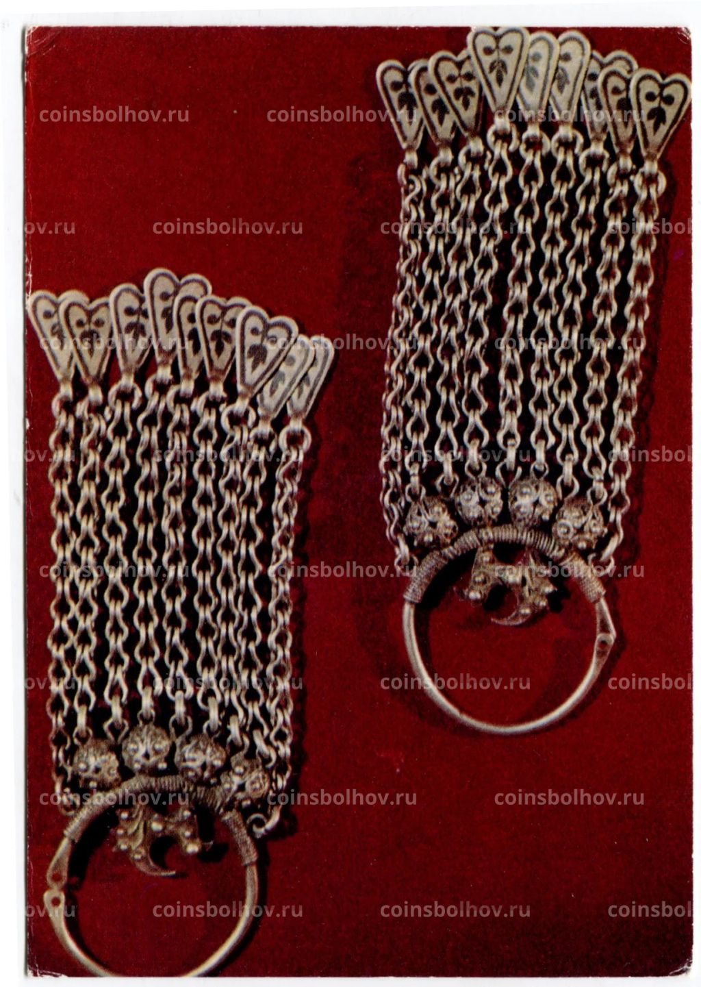 Открытка Серьги.Серебро.Чернь. XIX века.